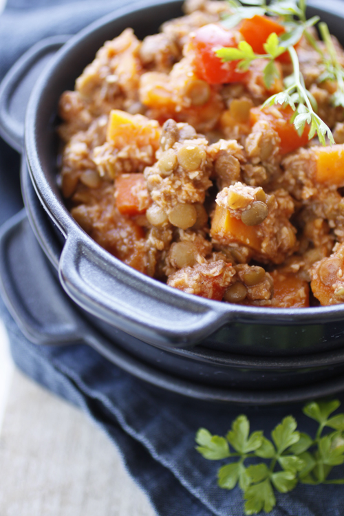 Kumara and Toasted Coconut Lentils