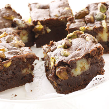 Lemon Pistachio Cheesecake Marbled Brownies