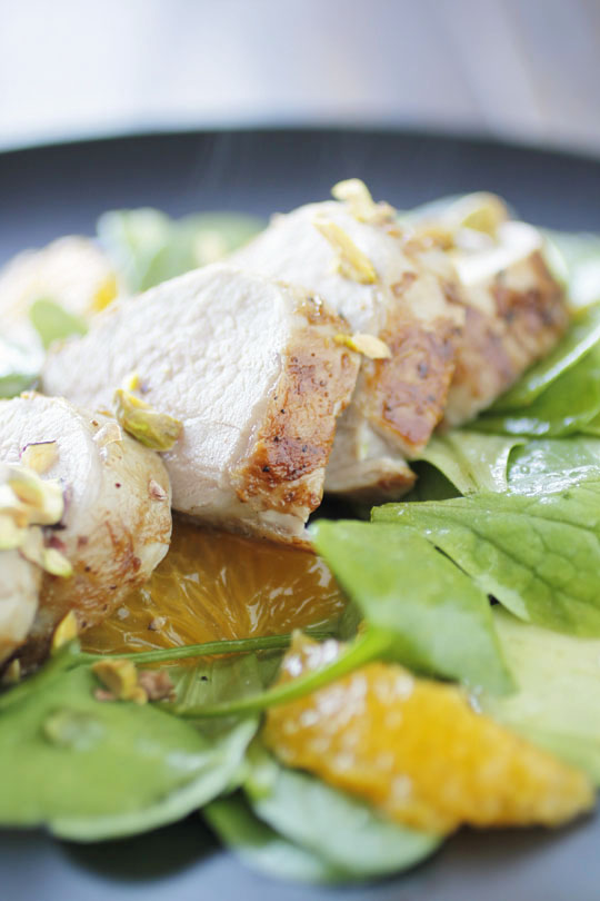 Grilled Pork Fillet, Grapefruit and Lambs Lettuce Salad