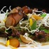 Chinese BBQ pork salad with shattered glass noodles