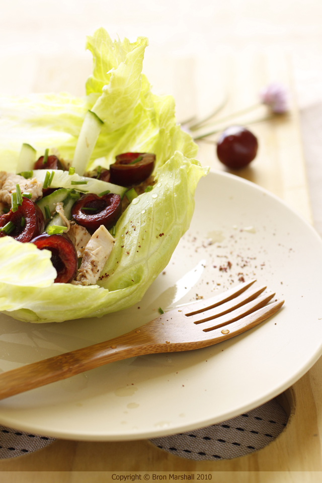 Sumac Chicken and Cherry Lettuce Cups